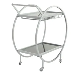 Round Metal And Glass 2-Ter Bar Cart-Kirkland's Home Sale
