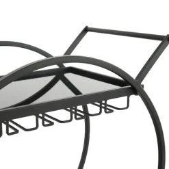 Round Metal And Glass 2-Ter Bar Cart-Kirkland's Home Hot