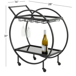 Round Metal And Glass 2-Ter Bar Cart-Kirkland's Home Hot