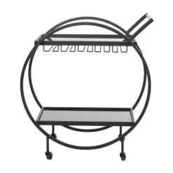 Round Metal And Glass 2-Ter Bar Cart-Kirkland's Home Hot