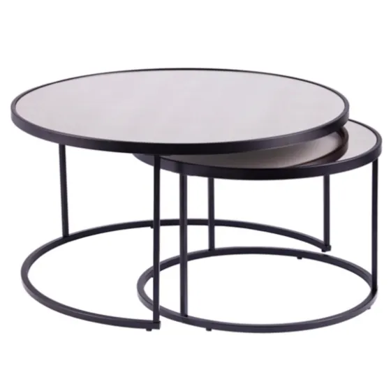 Round Mirrored Nesting Tables, Set Of 2-Kirkland's Home Shop