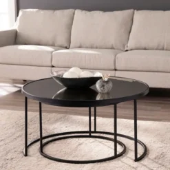 Round Mirrored Nesting Tables, Set Of 2-Kirkland's Home Shop