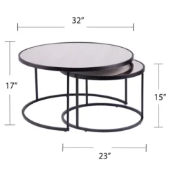 Round Mirrored Nesting Tables, Set Of 2-Kirkland's Home Shop
