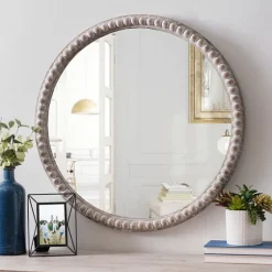 Round Natural Beaded Wall Mirror-Kirkland's Home Online