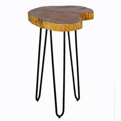 Round Natural Live Edge Hairpin Legs Accent Table-Kirkland's Home Hot