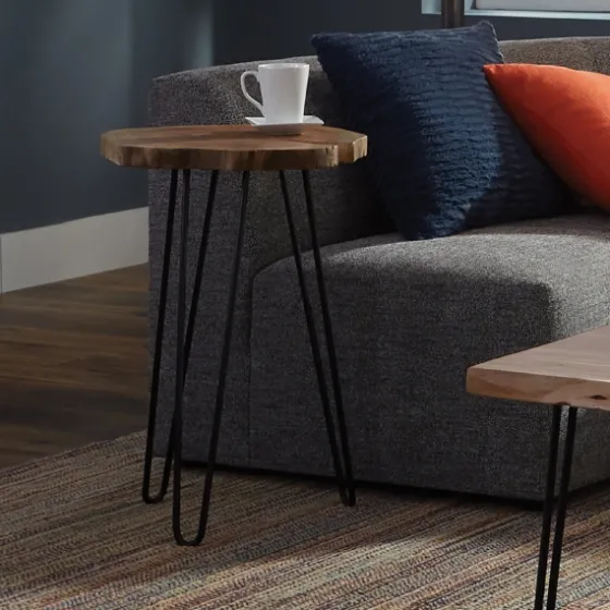 Round Natural Live Edge Hairpin Legs Accent Table-Kirkland's Home Hot