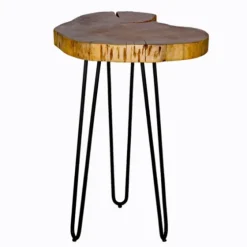 Round Natural Live Edge Hairpin Legs Accent Table-Kirkland's Home Hot