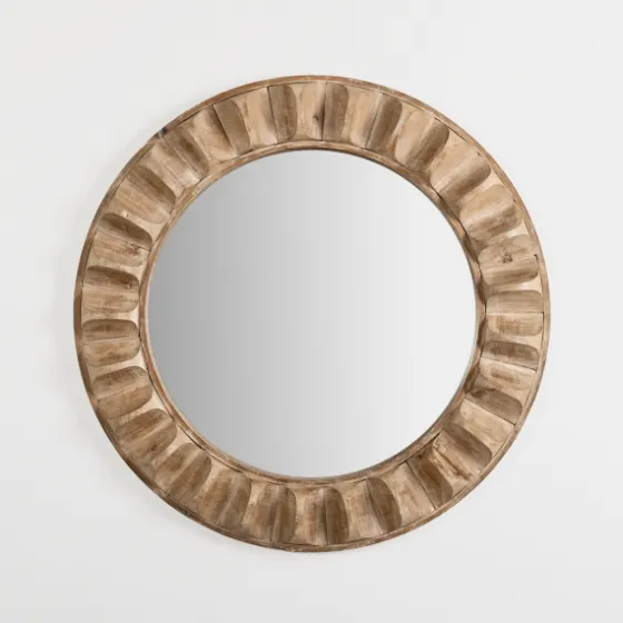 Round Natural Textured Wood Wall Mirror-Kirkland's Home Cheap