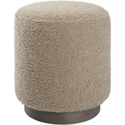 Round Oatmeal Boucle Ottoman-Kirkland's Home Best