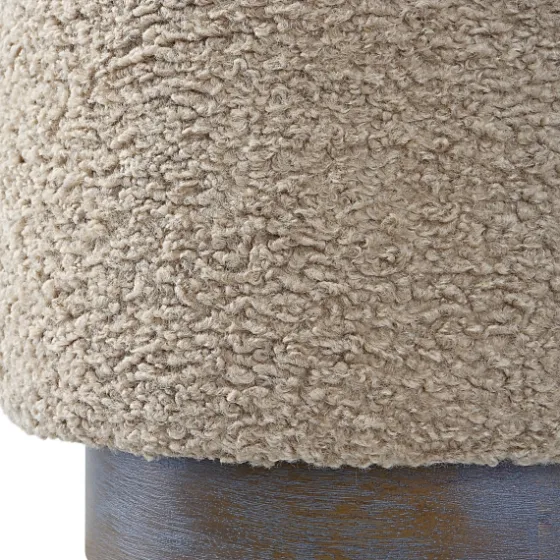 Round Oatmeal Boucle Ottoman-Kirkland's Home Best