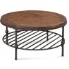 Round Pine Wood Top And Metal Base Coffee Table-Kirkland's Home Online