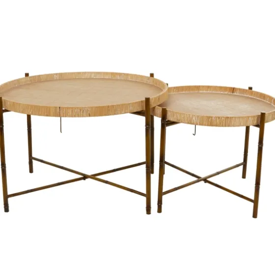 Round Rattan 2-Pc. Nesting Coffee Table Set-Kirkland's Home New