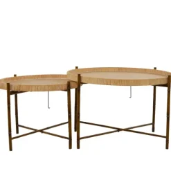 Round Rattan 2-Pc. Nesting Coffee Table Set-Kirkland's Home New