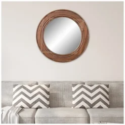 Round Reclaimed Wood Wall Mirror, 31.5 In.-Kirkland's Home Cheap