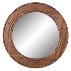 Round Reclaimed Wood Wall Mirror, 31.5 In.-Kirkland's Home Cheap