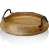 Round Rustic Metal Handle Wooden Tray-Kirkland's Home Best