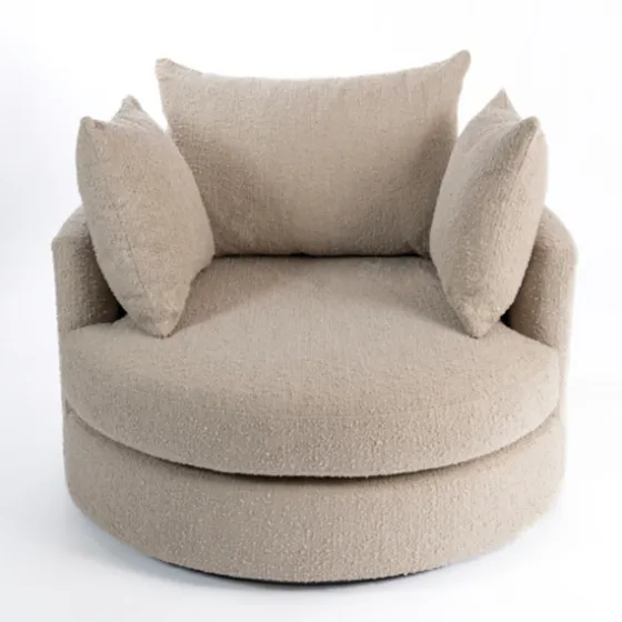 Round Sand Boucle Swivel Accent Chair-Kirkland's Home Hot