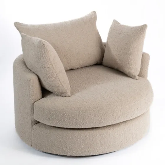 Round Sand Boucle Swivel Accent Chair-Kirkland's Home Hot