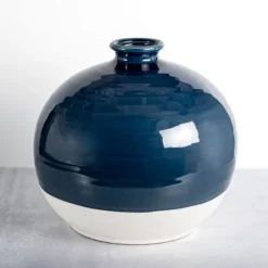 Round Satin Stoneware Vase, 11 In.-Kirkland's Home Cheap