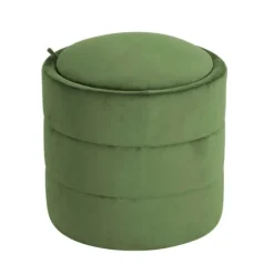 Round Velvet Storage Ottoman-Kirkland's Home Clearance