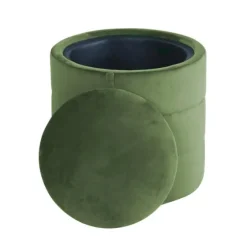 Round Velvet Storage Ottoman-Kirkland's Home Clearance