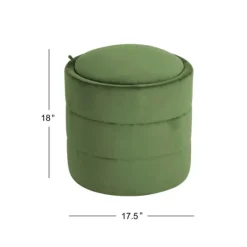 Round Velvet Storage Ottoman-Kirkland's Home Clearance