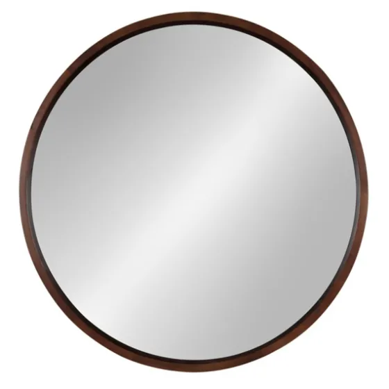 Round Walnut Wood Hutton Mirror-Kirkland's Home Discount