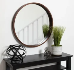 Round Walnut Wood Hutton Mirror-Kirkland's Home Discount