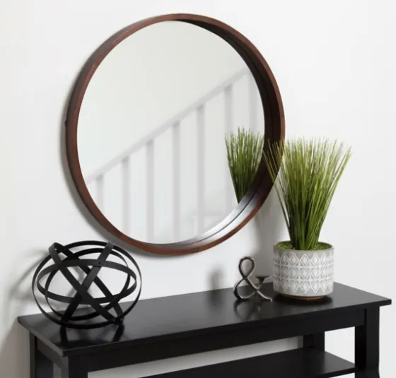 Round Walnut Wood Hutton Mirror-Kirkland's Home Discount