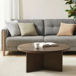 Round Walnut Wood Starburst Coffee Table-Kirkland's Home Fashion