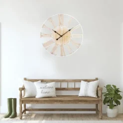 Round White Metal And Wood Wall Clock-Kirkland's Home Best