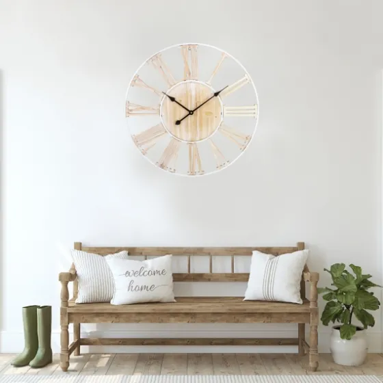 Round White Metal And Wood Wall Clock-Kirkland's Home Best