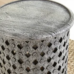Round White Wood Lattice Accent Table-Kirkland's Home Sale