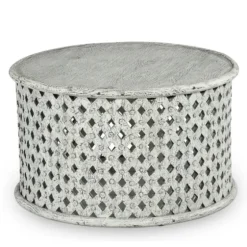 Round White Wood Lattice Coffee Table-Kirkland's Home Discount