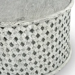 Round White Wood Lattice Coffee Table-Kirkland's Home Discount