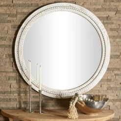 Round Whitewash Beaded Wall Mirror-Kirkland's Home Flash Sale