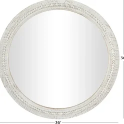 Round Whitewash Beaded Wall Mirror-Kirkland's Home Flash Sale