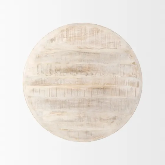 Round Whitewash Wood Modern Farmhouse Coffee Table-Kirkland's Home Hot