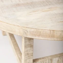 Round Whitewash Wood Modern Farmhouse Coffee Table-Kirkland's Home Hot