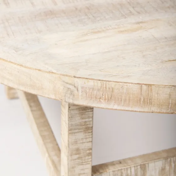 Round Whitewash Wood Modern Farmhouse Coffee Table-Kirkland's Home Hot