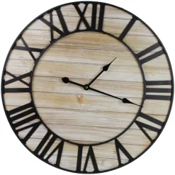 Round Whitewashed Metal Frame Wall Clock-Kirkland's Home Cheap