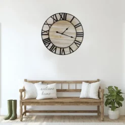Round Whitewashed Metal Frame Wall Clock-Kirkland's Home Cheap