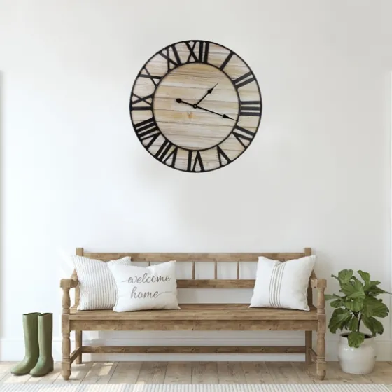 Round Whitewashed Metal Frame Wall Clock-Kirkland's Home Cheap