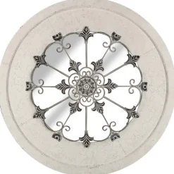 Round Whitewashed Vintage Wood And Metal Mirror-Kirkland's Home New