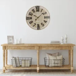 Round Whitewashed Wood Wall Clock-Kirkland's Home New