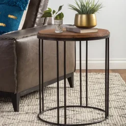 Round Wooden And Metal Baldwin Accent Table-Kirkland's Home Cheap