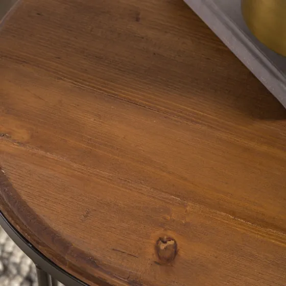 Round Wooden And Metal Baldwin Accent Table-Kirkland's Home Cheap