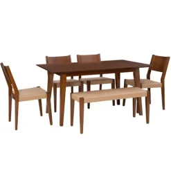 Rubberwood Handwoven Rope 6-Pc. Dining Set-Kirkland's Home New