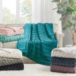 Ruched Fur Throw-Kirkland's Home Best