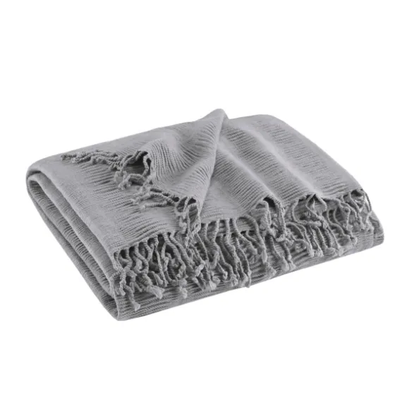 Ruched Throw Blanket With Fringe-Kirkland's Home Clearance